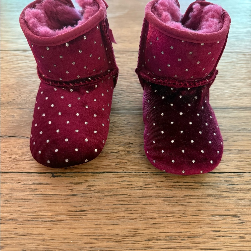 UGG Fuzzy Burgundy Baby Booties